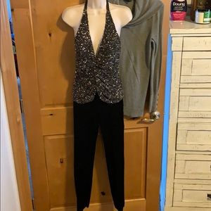 Sexy Black-tie Sequin Halter Top  Small